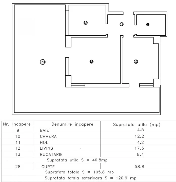 Releveu Tip 4, 2 camere la parter, cu curte, XENERO Residence